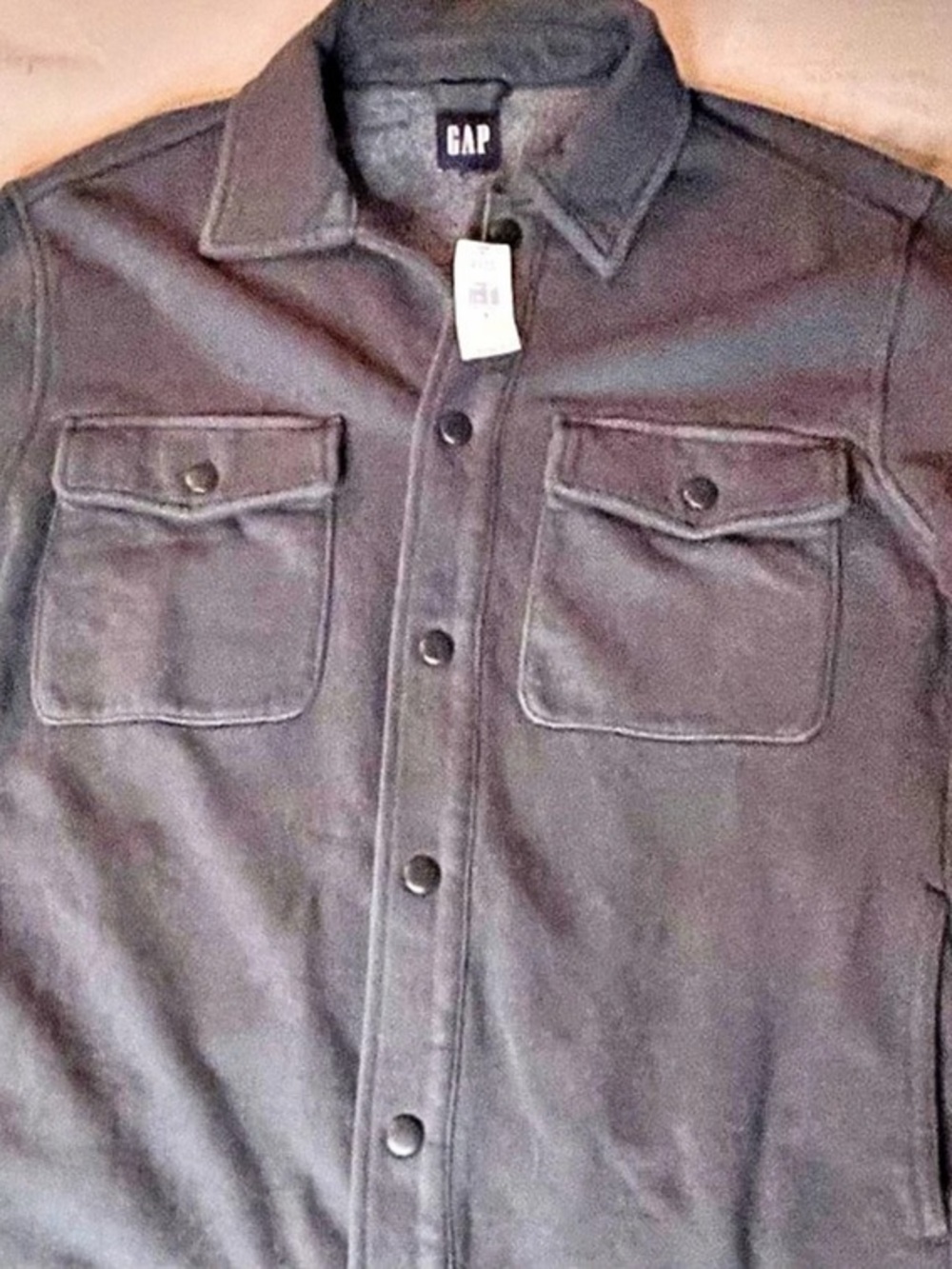 Gap Heavyweight Fleece Shirt Jacket Black Washed